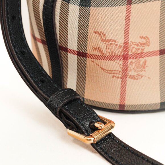 Burberry Small Lorne Haymarket Check Leather-Trim Bucket Bag - Picture 7 of 13